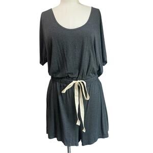 City Chic Charcoal Gray Carrie Romper with Pockets and Tie at The Waist Size 14